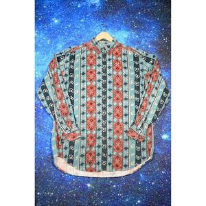 Vintage Woolrich Southwest Aztec Flannel Shirt Men's Large Multicolor Cotton USA